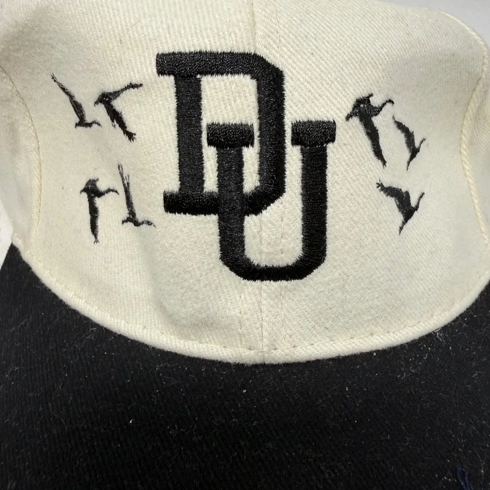 Ducks Unlimited DU Logo Strapback Hat Cream Black Two Tone Cotton Hunting Cap